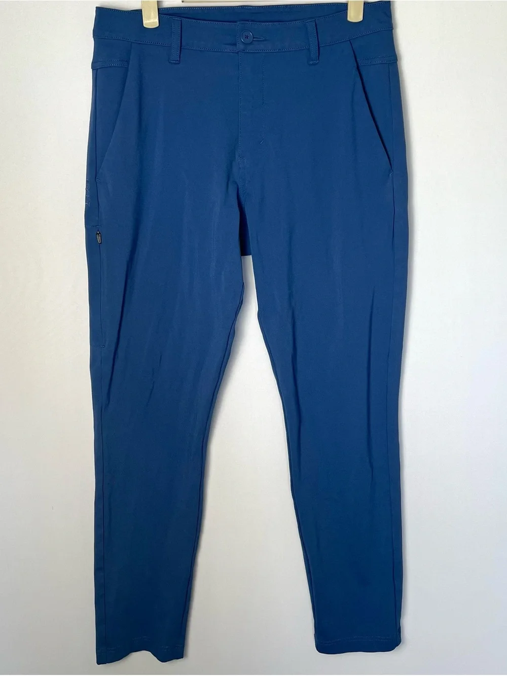 BYLT Premium Basics Everyday Pant 2.0 Slim Fit Flat Front Men Pants 33 Blue/Teal - Picture 1 of 9
